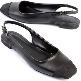 Resim Shoetek Ailse Kadın Babet Arkadan Bantlı Tokalı Siyah Deri Siyah Cilt 