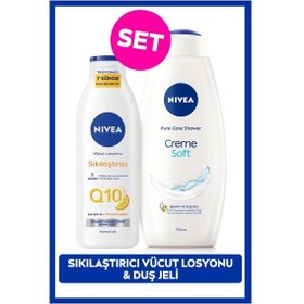 Resim Creme Soft Kremsi Dokunuş Duş Jeli 750ml Ve Q10 Sıkılaştırıcı Nemlendrici Vücut Bakım Losyonu 250ml 