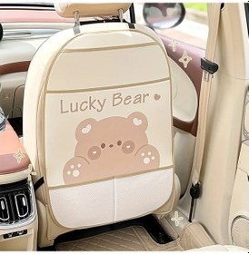 Resim Chuangyinshop Chubby Bear Oto Koltuğu Anti-kick Mat Saklama Çantası Telefon Tablet Tutucu 