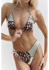 Resim Mai Collection Mai Studios Co. Adira Yan Bağlama Çift Desen Yeşil Bikini Altı Yeşil 