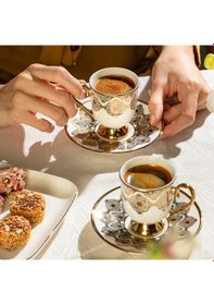 Resim Nehir Ece 6 Kişilik 12 Parça Porselen Kahve Fincan Takımı 