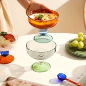 Resim 1 adet El Yapımı Geometrik Desenli Cam Kase, Kurşunsuz, Yüksek Sıcaklığa Dayanıklı, Eliptik Şekil, Salata, Meyve, Yoğurt, Yulaf Ezmesi, Parti Dekoru, Ev Mutfak ve Restoran, Kutu ile 