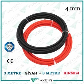 Resim Yakens Enerji Solar Kablo (3m+3m) 4mm Güneş Paneli Kablo Seti Siyah Kırmızı 