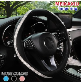 Resim 1 Pu Deri Örgü Elmas Direksiyon Kılıfı-15 İnç Otomotiv Malzemeleri İçin İç Black Black 