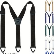 Resim 3.8cm/1.48in Erkekler için Siyah Elastik Askılar - Ayarlanabilir Tokalı Dayanıklı Açık Hava Yürüyüş ve Spor Bel, Yürüyüş, Kamp ve Fiziksel Aktiviteler için Rahat Esnek Kumaş, Yürüyüş Aksesuarları 