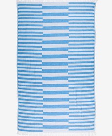 Resim Düzensiz Çizgili Jakarlı Peştemal Mavi 