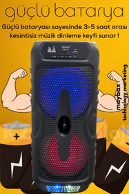 Resim LEERFEI Bluetooth Hoparlör Parti Hoparlör Kablosuz Mikrofon USB/FM/BT RGB Led Portatif Type-C Şarj 