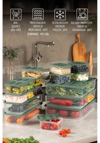 Resim Vienev 19lu Buzdolabı Dondurucu Organizer Ve Saklama Kabı Yeşil 12x 350ml 4x 1,75lt 2x 1,65lt 1x 3,5lt 