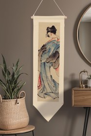 Resim Duvar Halısı Pinterest Dekoru, Hokusai Sanat Serisi 100cm Kanvas Flama Askılı Duvar Örtüsü NO:648 - Renkli - 1 / 30 x 100 