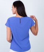 Resim Cliche Kadın, Düz Charmy Kumaşlı, Japone Kollu Basic Bluz. 