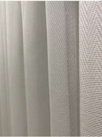 Resim 4003 Ağır Gramajlı Balık Sırtı Desenli Modern Ekru Tül Perde 1/3 Sık Pileli Ekru 