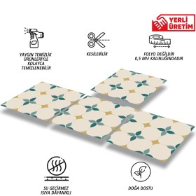 Resim Tink Kendinden Yapışkanlı Zümrüt Çiçekli Desenli Pvc Karo 30X30 cm 
