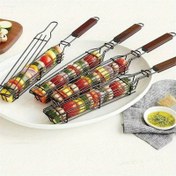 Resim 1/2 adet Nonstick BBQ Grilling Sepetleri Ahşap Saplı - Taşınabilir Metal Kömürü Izgara Araçları Sebze ve Et için, Açık Hava Kampı, Piknik ve Yürüyüş için İdeal, Açık Hava Izgara, Kamp Gereksinimleri için Grilling Aksesuarları | Ahşap Saplı Sepet | Dayanıklı Metal Sepet, BBQ Araçları 