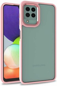 Resim Samsung Galaxy A12 ile uyumlu Kılıf Kamera Nikelaj Kenar Renkli Kapak Rose Gold 