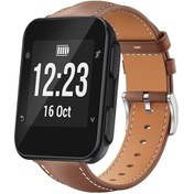 Resim Garmin Forerunner 35/30 / 35j 20mm Düz Kafa Siyah Köpekbalığı İnce Tahıl Deri Saat Bandı Kahve 
