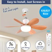 Resim Uzaktan Kumanda ve Ayarlanabilir Aydınlatma ile Akıllı Tavan Fanı, 41.91/52.07cm E26/E27 Soket, 30W/40W Ahşap Desenli Fan, 3 Hızlı Ayarlanabilir Tavan Montajı için Yatak Odası, Mutfak, Oturma Odası, Balkon - Kolay Kurulum, Yatak Odası Aydınlatması, Çağdaş Aydınlatma, Ahşap Desenli Dokulu 