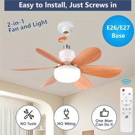 Resim Uzaktan Kumanda ve Ayarlanabilir Aydınlatma ile Akıllı Tavan Fanı, 41.91/52.07cm E26/E27 Soket, 30W/40W Ahşap Desenli Fan, 3 Hızlı Ayarlanabilir Tavan Montajı için Yatak Odası, Mutfak, Oturma Odası, Balkon - Kolay Kurulum, Yatak Odası Aydınlatması, Çağdaş Aydınlatma, Ahşap Desenli Dokulu 