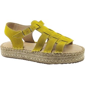 Resim MOLY ESPADRİLLE Bodrum Süet Sarı Kadın Espadril Sandalet 