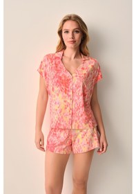 Resim Suwen Olivia Gömlek Yaka Şort Pijama Takımı Sh26621667b913 Turuncu 