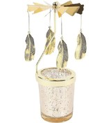 Resim Suntek Magideal Döner Mumluk Pratik Altın Yapraklı Masa Orta Parçası Süsü 