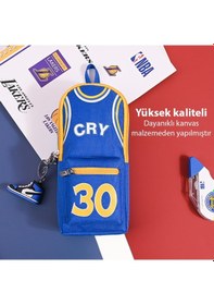 Resim Ally Büyük Kapasiteli Tuval Kalemlik Kılıf Tutucu Kalem Kutusu - Mavi Mavi 