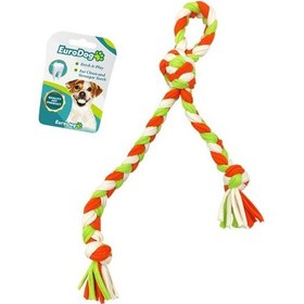 Resim Eurodog Düğümlü Diş İpi Köpek Oyuncağı Beyaz Yeşil Turuncu 42 Cm 