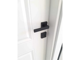 Resim Siyah Kare Kapı Kolu Takımı, 2 Adet Kolu ve 2 Alt Rozetli, Şık ve Modern Tasarım 