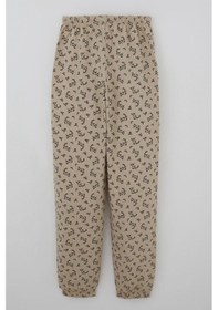 Resim Breeze Kız Çocuk Pijama Takımı Çiçek Desenli Beli Paçası Lastikli 9-12 Yaş, Bej 