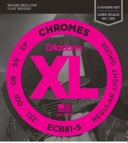 Resim D'addario Ecb81-5 Bas Gitar Tel Seti. 5 Telli. Chromes. Regular L 
