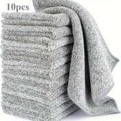 Resim 10'lu Paket Süper Emici Mikrofiber Temizlik Bezleri - Kalın Hızlı Kuruyan Bambu Kömürü Havlular, Arabalar ve Mutfaklar İçin Uygun 