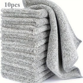 Resim 10'lu Paket Süper Emici Mikrofiber Temizlik Bezleri - Kalın Hızlı Kuruyan Bambu Kömürü Havlular, Arabalar ve Mutfaklar İçin Uygun 