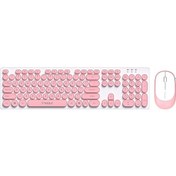 Resim Lemestar T-wolf Tf770 Retro 2.4g Kablosuz Klavye Seti - Pembe Renk, Sessiz Tuşlar, Geniş Uyumluluk 