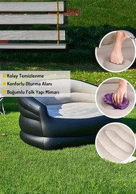 Resim EFSANE KAMP - Pratik Şişme Koltuk Çift Kişilik - Pompa Hediyeli - 138x87x71cm 