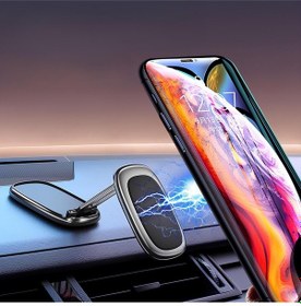 Resim 360 Dönebilen Araç İçi Telefon Tutucu Magsafe Özellikli Masa Üstü Lüks Telefon Tutucu Siyah 