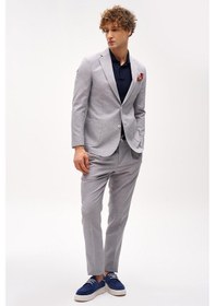 Resim Erkek Bej Slım Fıt / Dar Kalıp Mono Yaka Takım Elbise-16422 Bej 