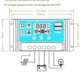 Resim Pazly 100a 12v/24v Güneş Şarj Kontrol Cihazı, Pwm Akıllı Regülatör, Usb 5v 2.5a, Mavi/siyah 