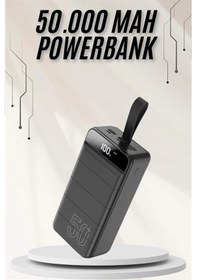 Resim Powerbank Çoklu Şarj Girişi 50.000 Mah Taşınabilir Dijital Göstergeli renkli 