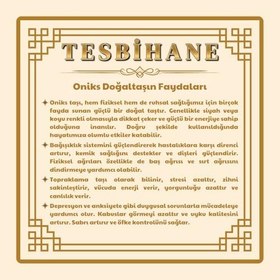Resim (Tesbihane) Kararmaz Metal Püsküllü Küre Kesim Oniks Efe Doğaltaş Tesbih 