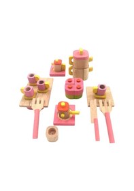 Resim Minik Şeflerin Rüyası: Standlı Ahşap Minyatür Oyuncak Komple Mutfak Seti 