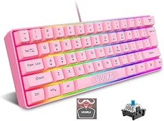 Resim Vooka Trol Blue Switch Mini Rgb Oyun Klavyesi Gaming 62 Tuşlu 18 Rgb Led Usb Tip-C Kablosu Pembe Uyumlu 