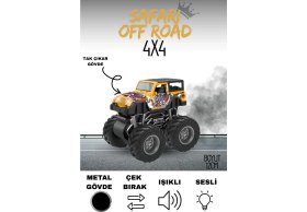 Resim KoseToys Metal Jeep Sürtmeli Işıklı Müzikli Off Road Arabası 12 cm 