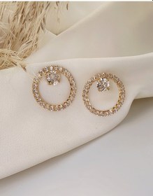 Resim Halo Zirkon Taşlı Antialerjik Vip Halka Gold Renk Küpe Antialerjik Gold 