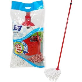 Resim Titiz İspanyola Islak Yedek Mop Takımı - Beyaz Cotton Mop + Metal Vidalı Sap - 1 Adet 