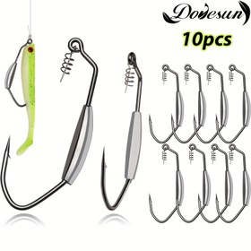 Resim Güvercin Güneşi 10 Adet Ağırlıklı Balıkçılık İğne Seti, Otsuz Solucan İğneleri, Levrek, Tuzlu Su ve Tatlı Su için, 3.5g/3/0 ve 7g/5/0, Gri Kurşun İğneler, Oltacılar için İdeal 