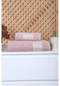 Resim 2 Parça Jakarlı Kadın-erkek Banyo Havlu Takımı Leo 90x150 Cm 001 