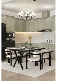 Resim Avvio Aria Tokyo Demonte Sandalye 80x120 Yemek Masası Mutfak Masası Salon Masası 4 Kişilik Siyah 