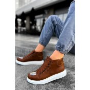 Resim shoecide Sho267 Bağcıklı Yüksek Taban Cbt Roma Mirror Erkek Spor Bot Taba 