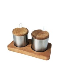 Resim Yiğitsan 2 Li Baharatlık Ahşap Dizayn Metal Baharatlık Seti 10280 Gri 