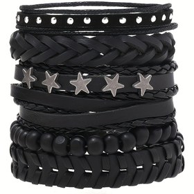 Resim Rock Star Temalı Çok Katmanlı Bileklik Seti, Çiviler ve Yıldızlarla PU Deri, Punk Stili Karışık Tasarımlar, Unisex Yetişkin Moda Aksesuarları, Kaplama Yok - 15 Yaş Üzeri Yaş Grubu 