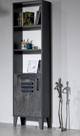 Resim Kitaplık Urlu MİX İRONİ İnovasyon Model Kitaplık kapaklı İki Raflı GRİ Renk Uyumu Yüksek Ayak El Yapım 